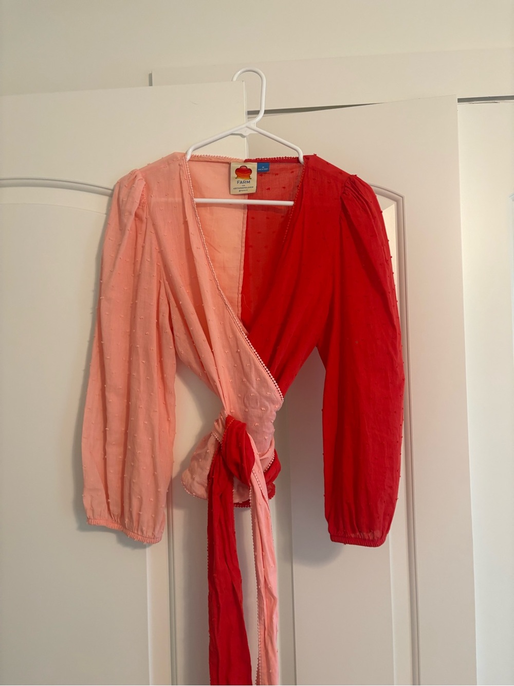 FARM Rio Two-Tone Pink & Red Wrap Blouse